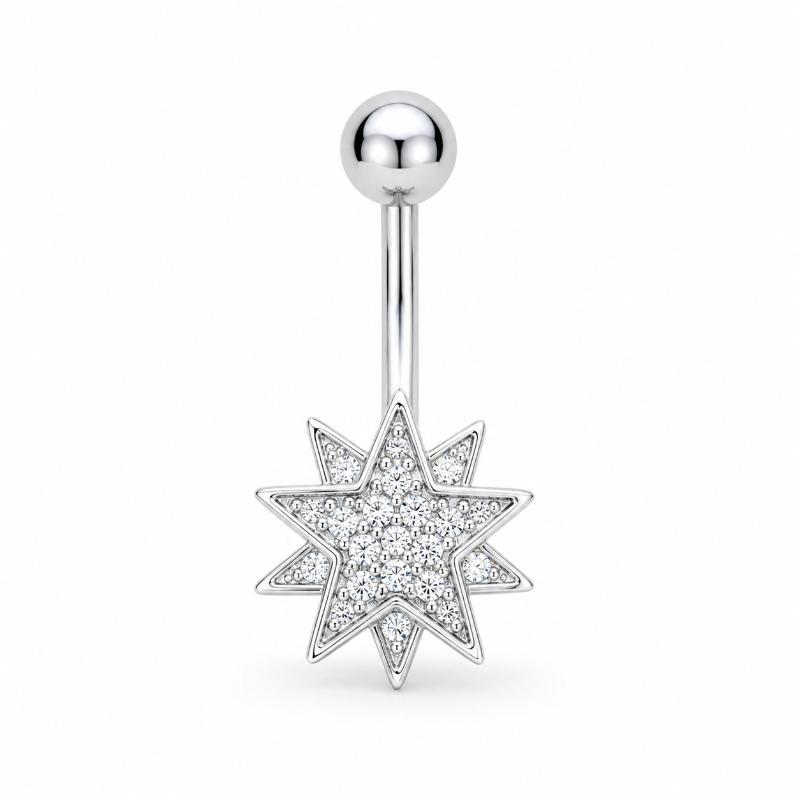 Stainless Steel Belly Button Ring Shiny Heart Zircon Dangle Hypoallergenic Navel Piercing Jewelry for Women Daily Party Wear