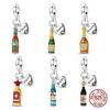 100% Plata De Leyoriginal Foreign Wine Series Red Wine Whiskey Champagne Charms Fit Bracelet Diy Jewelry Making Women Gift