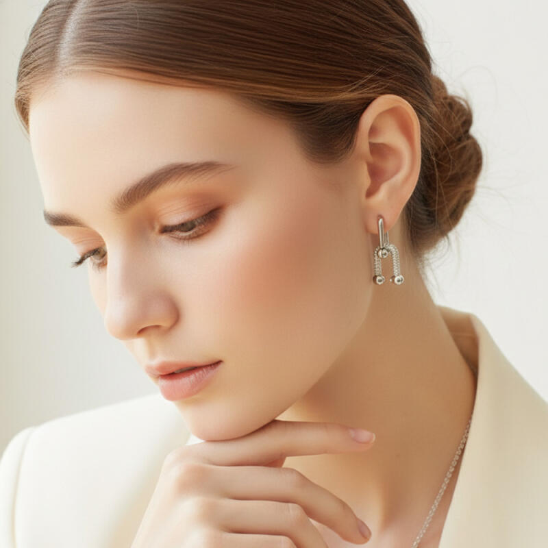 

Tiritto Silver 925 Shining Oval Round Square Earrings Silver