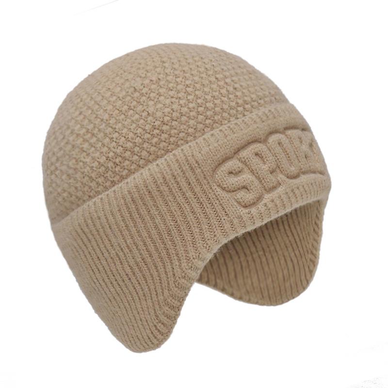Winter Hat for Men Earmuffs Plus Fleece Wool Hat Warm Windproof Hat Knitted Hat Pullover Hat