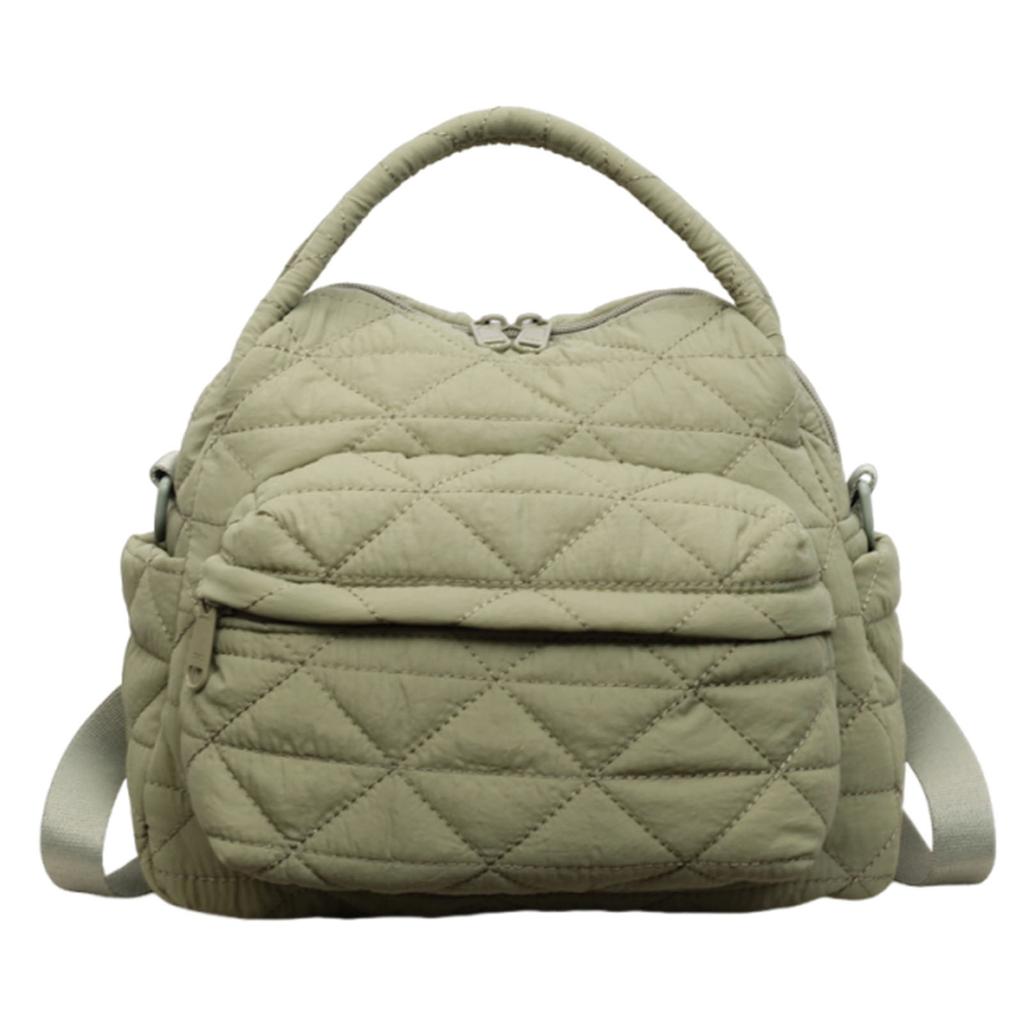 Women Nylon Quilted Tote Bag with Adjustable Strap Crossbody Bags for Work Shopping Travel Daily