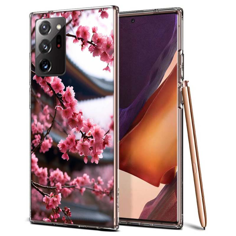 Snowy Peach Blossom Tree in Front of the House Phone Case for Samsung A55 A35 A25 A15 A07 A05S A16 A17 A26 A36 A37 A56 A57 Galax