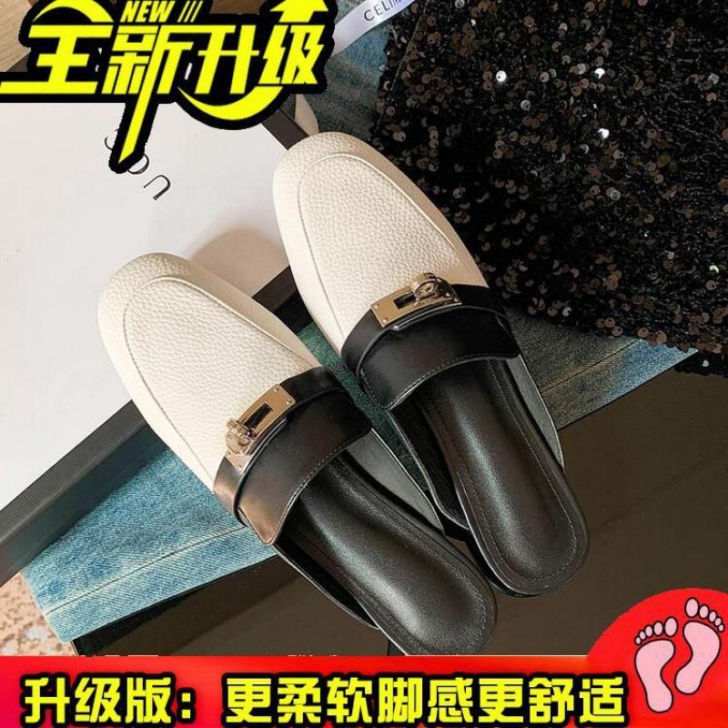 

Баотоу полутапочки женские уличные женские летние цветные личи узор прохладные тапочки на низком каблуке ленивые туфли круглый носок Мюли одинарные ш 42