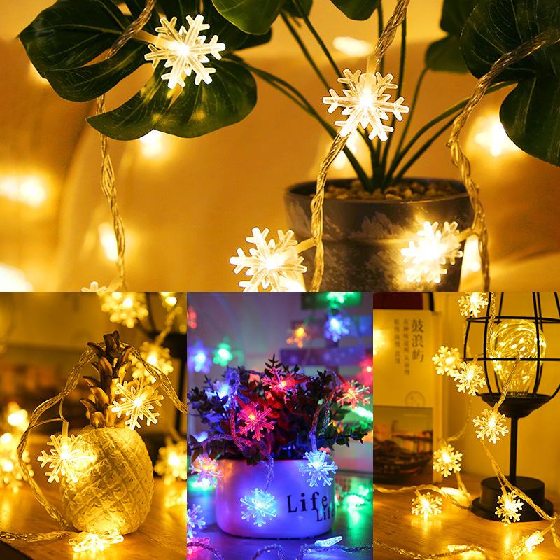 Christmas Snowflake String Lights LED Fairy Lights USB/Battery Powered Garland New Year's Wedding Party Xmas Decorations