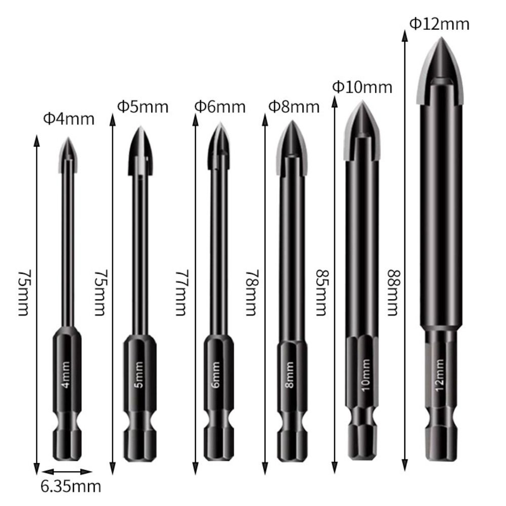 High Hardness Triangle Drill Bit 4/5/6/8/10/12mm Hex Shank Tile Drill Bit Professional Punching Ceramic Drill Bits