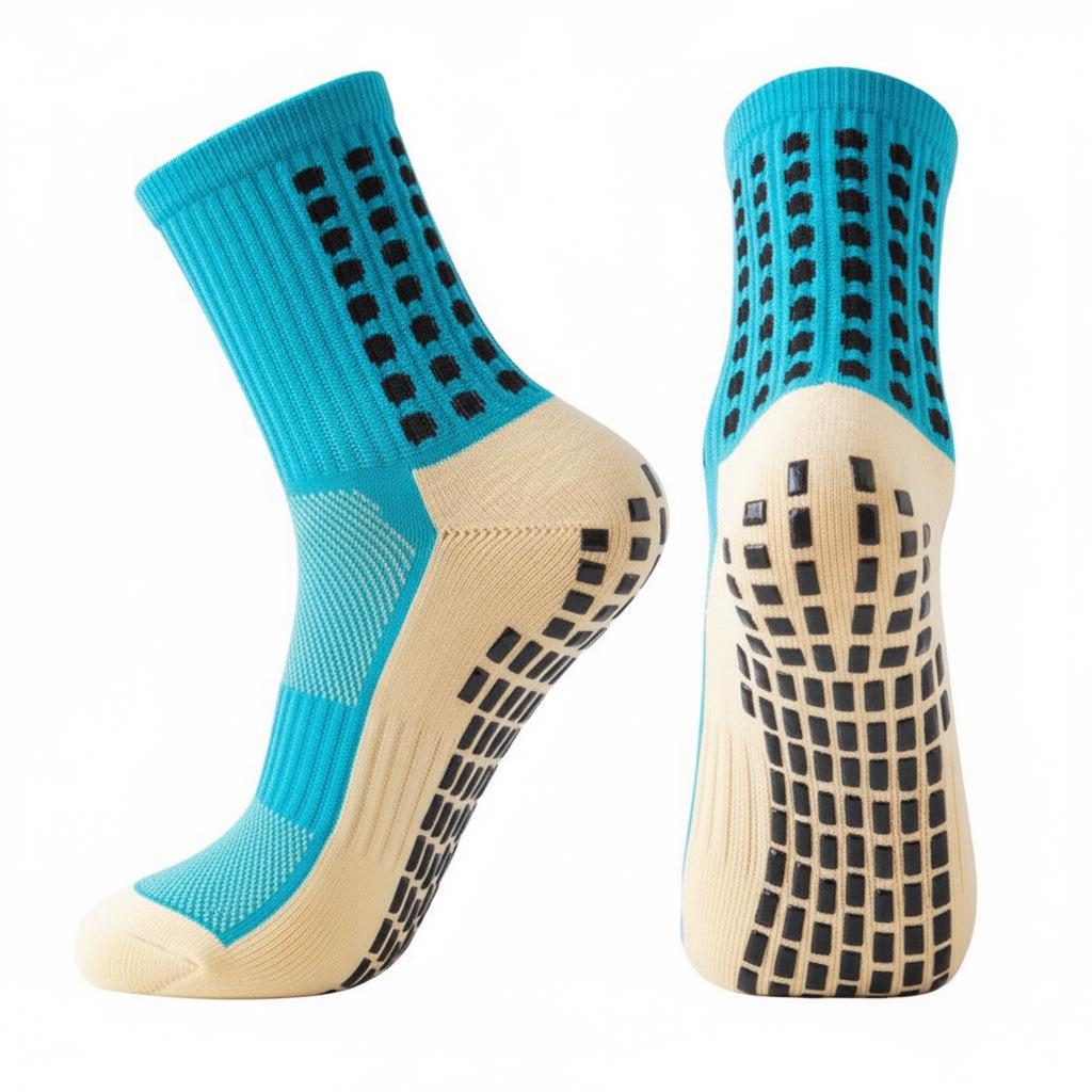 Unisex Anti-Slip Breathable Mid-Calf Football Socks with Moisture-Wicking Terry Sport Bottom