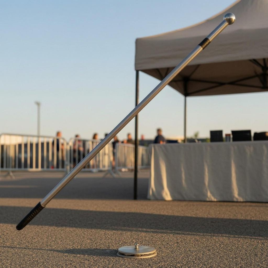 Floor Flagpole with Round Base Adjustable Hardware Heavy Duty for Lobby