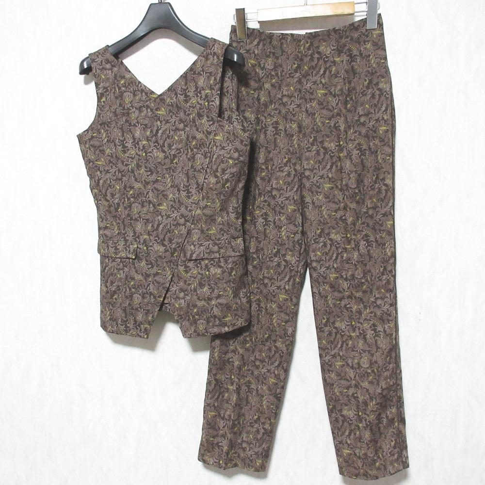 [Used] Good Condition Lily Brown Oriental Pattern Cross Tops + Pants Setup Size F 0 Brown Women s Luxs Brand Used Clothing Luxe