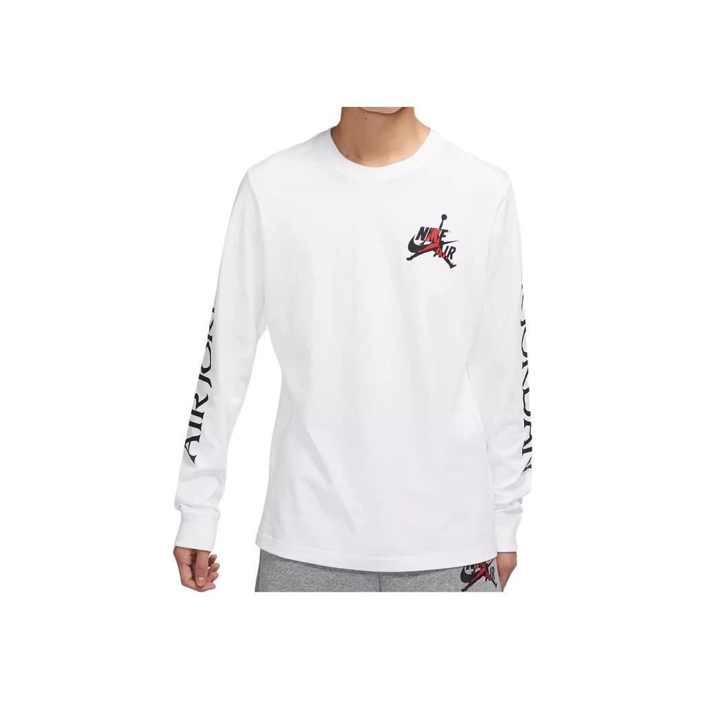 Jordan Logo Print Crew Neck Long Sleeve T-Shirt Men Tops White DN1447-100