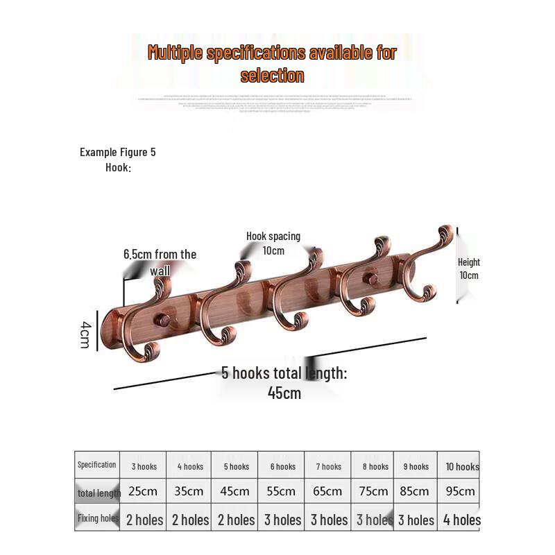 316 Stainless Steel Wall-Mounted Hook Rack