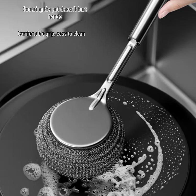 Long Handle Stainless Steel Pot Cleaning Brush