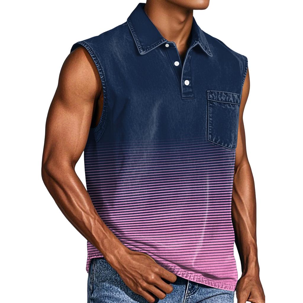Men's Casual Pocket Button Collar Sleeveless Vest