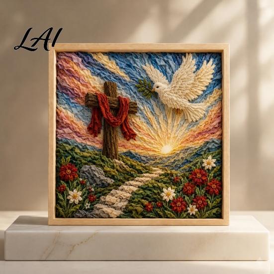 Christian Home Decor Projects 3D Fabric Poke Art Kit for Adults Faith Inspired Holiday Craft Kit DIY Christmas Wall Handmade Religious Gift Layered