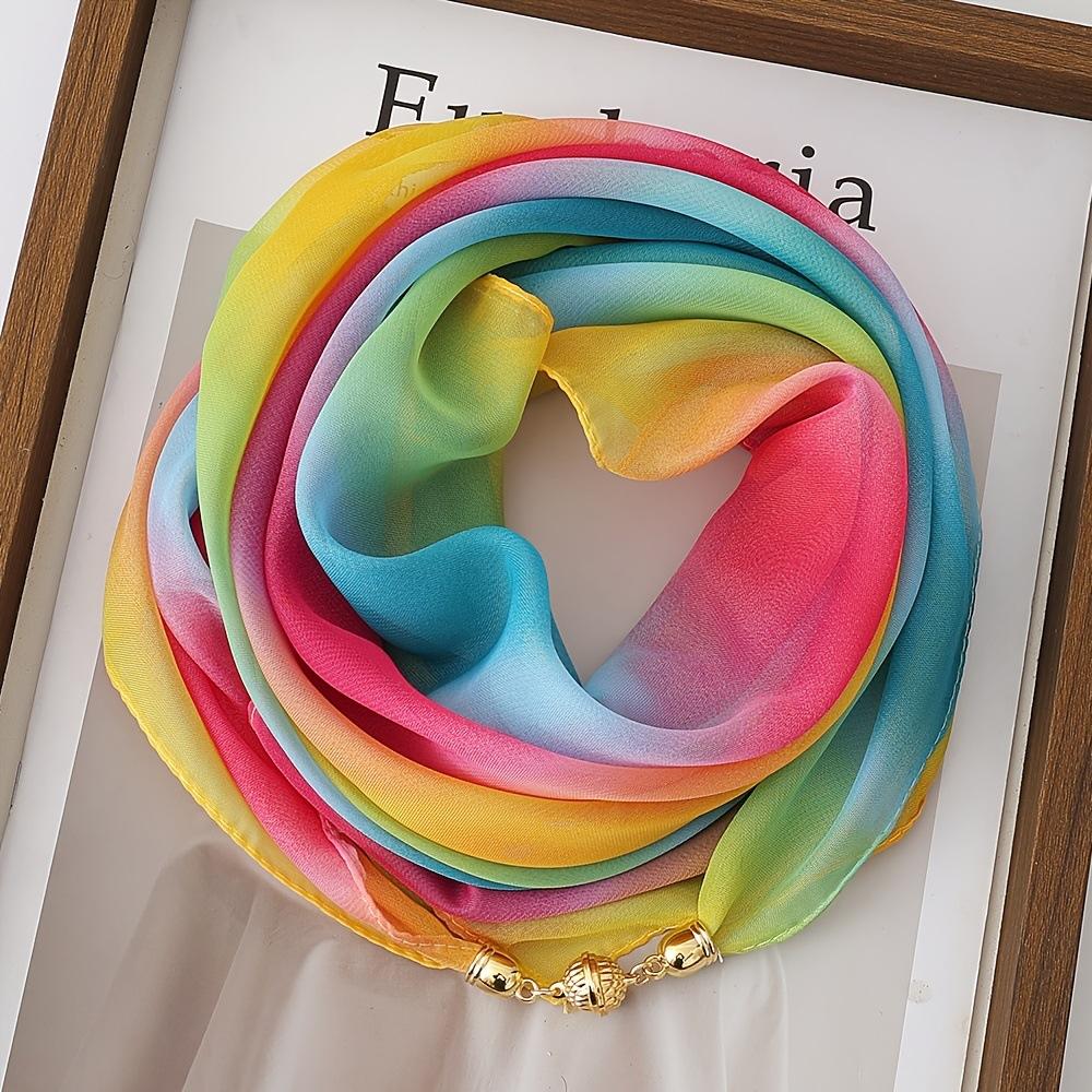 Women's Silk Scarf Gradient Color Chiffon Scarf Neck Protection Scarf Square Scarf Fashionable Commuting