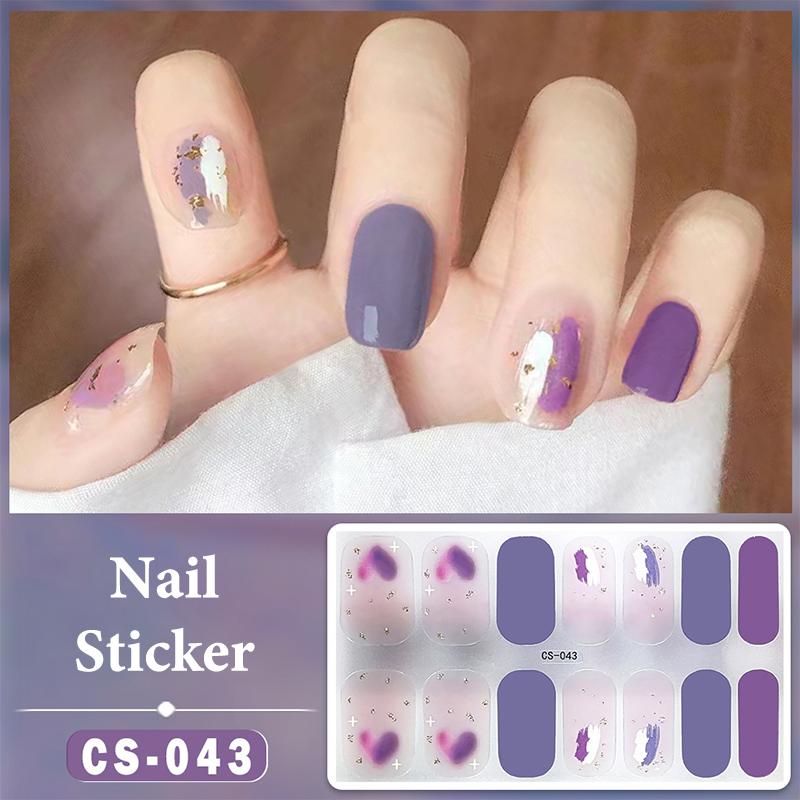 14 Nails Simple Waterproof Nail Wraps Full Cover Nail Stickers Firm And Not Easy To Fall Off Multi Color Nail Art For Women'S D