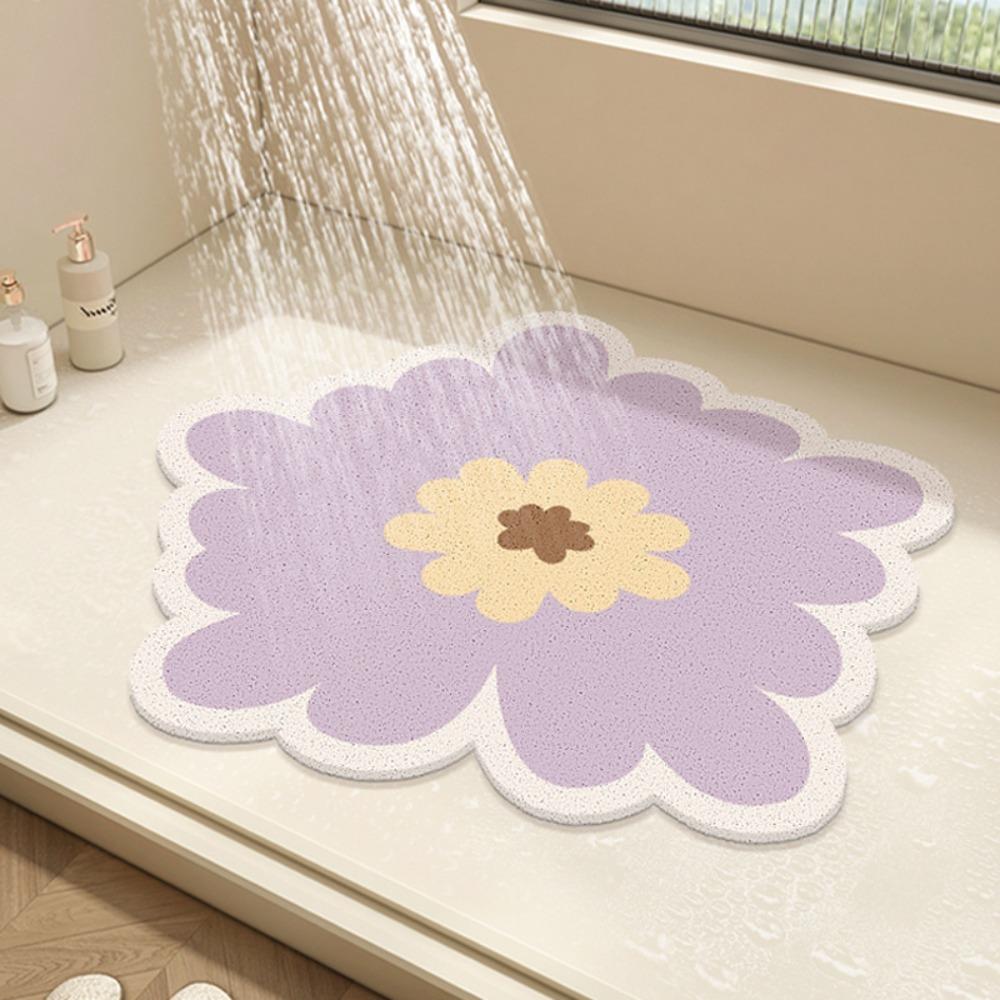 

Water Absorbent Bathroom Rug PVC Floor Mat Home Decoration Flower Shape Bath Mat Living Room