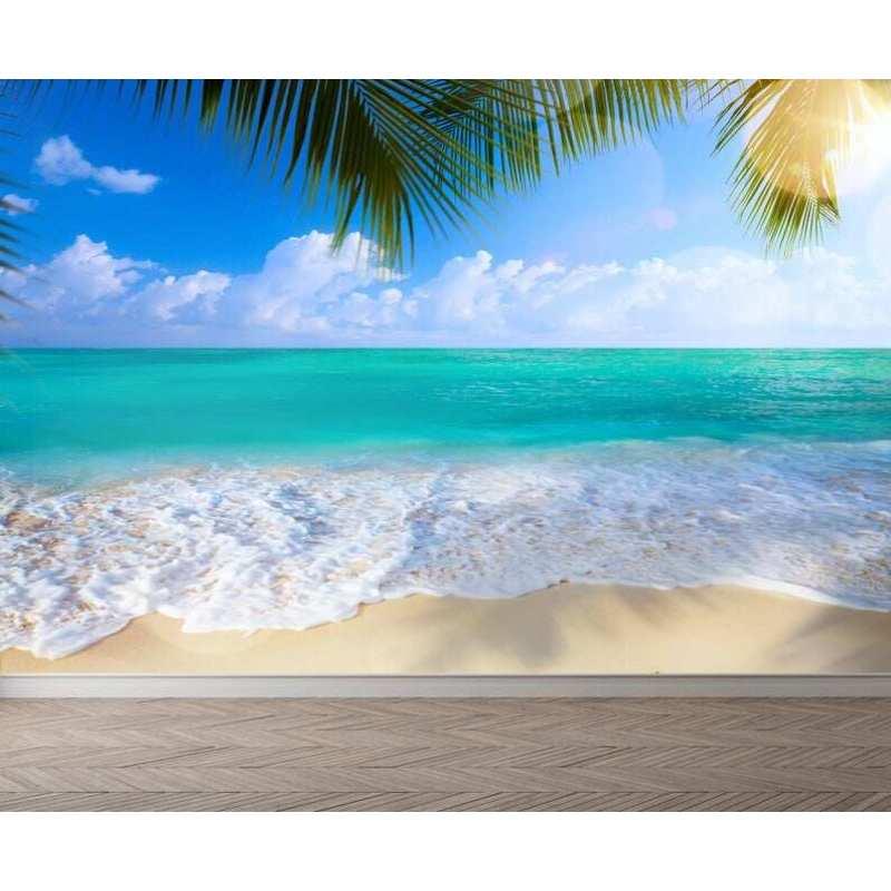 Beach Photo Wallpaper Mural For Living Room Bedroom Tropical Beach Ocean Wall Papers Home Decor Fresco Wall Papers