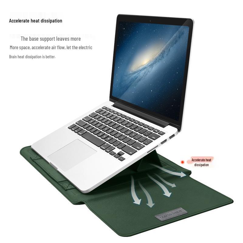 13-Inch PU Leather Laptop Stand and Protective Case with Heat Dissipation
