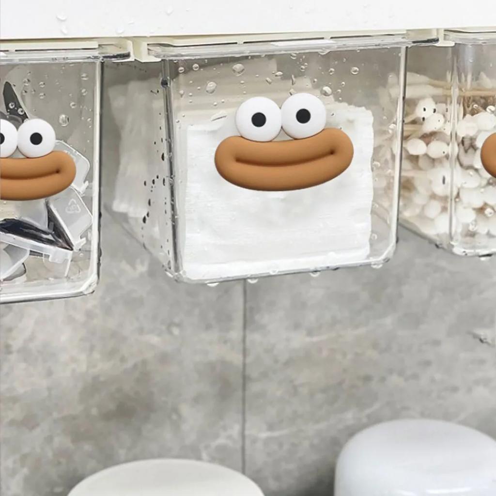 Erweiterbare Kosmetik-Organizer-Box aus Kunststoff mit Aufhängung, Transparente minimalistische Badezimmeraufbewahrung für Wattestäbchen, Make-up-Pads