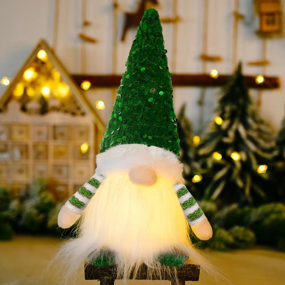 Christmas Decorations 30CM Glowing Gnome Knitted Doll with Led Night Light for Home Xmas Decor Cute Holiday Ornament,Gifts