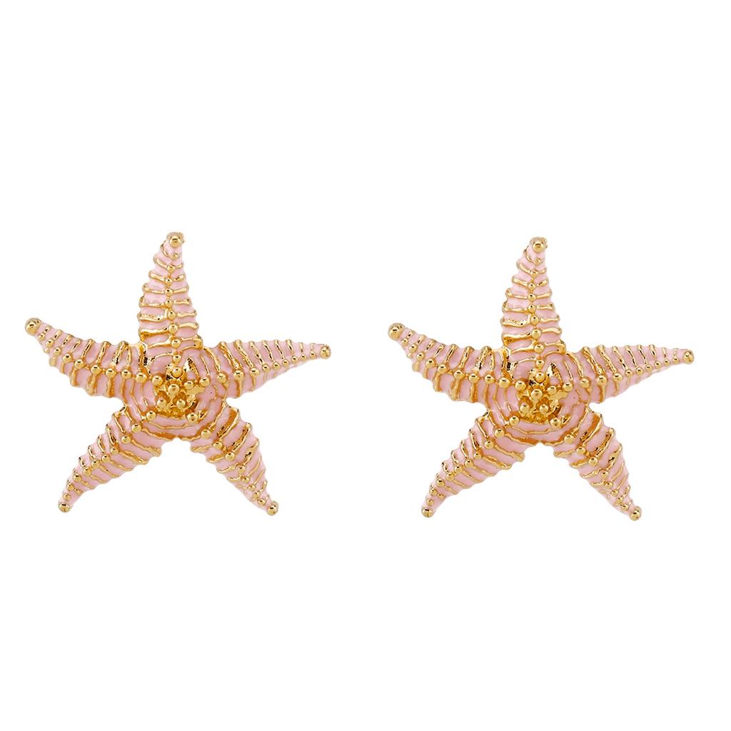 European and American summer vacation style enamel starfish earrings ZA temperament beach wind starfish pendant necklace female