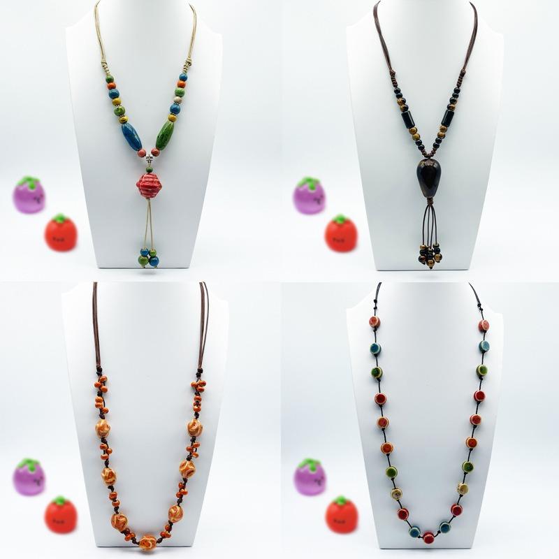 Accessories, Jewelry, Woven Beaded Sweater Chain, Ceramic Necklace, Female Niche Feeling Does Not Fade