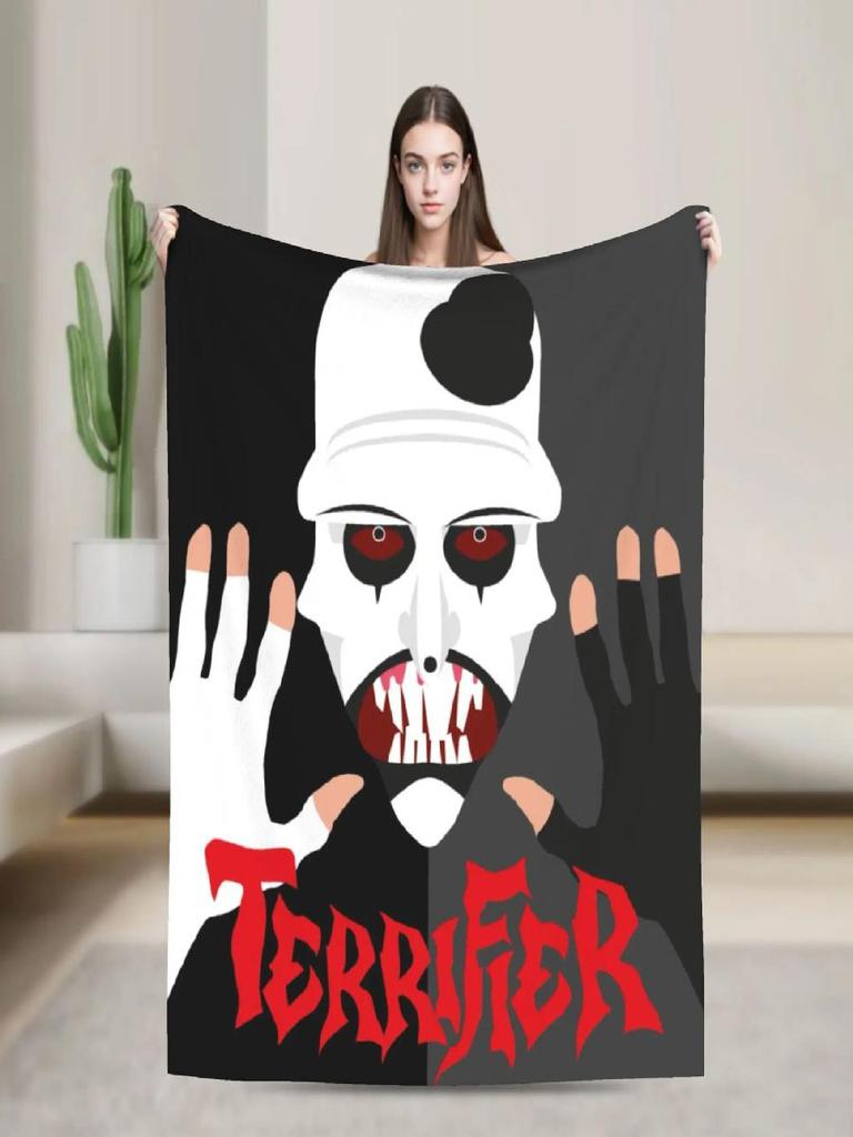 Terrifier Horror Movie Plush Blanket  Soft Warm Flannel Throw for Kids and Adults Perfect for Bed Couch or Sofa