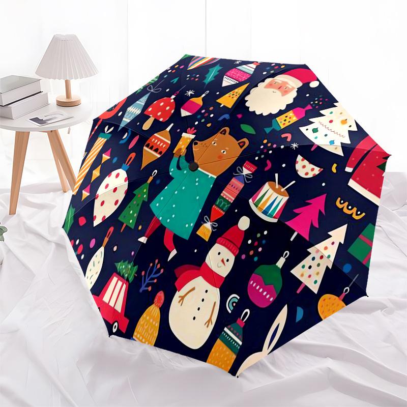 

1pc Christmas ornaments and decorations Umbrella with Plastic Handle,Compact & Stylish,Cartoon Pattern,Outdoor UmbrellaPT371