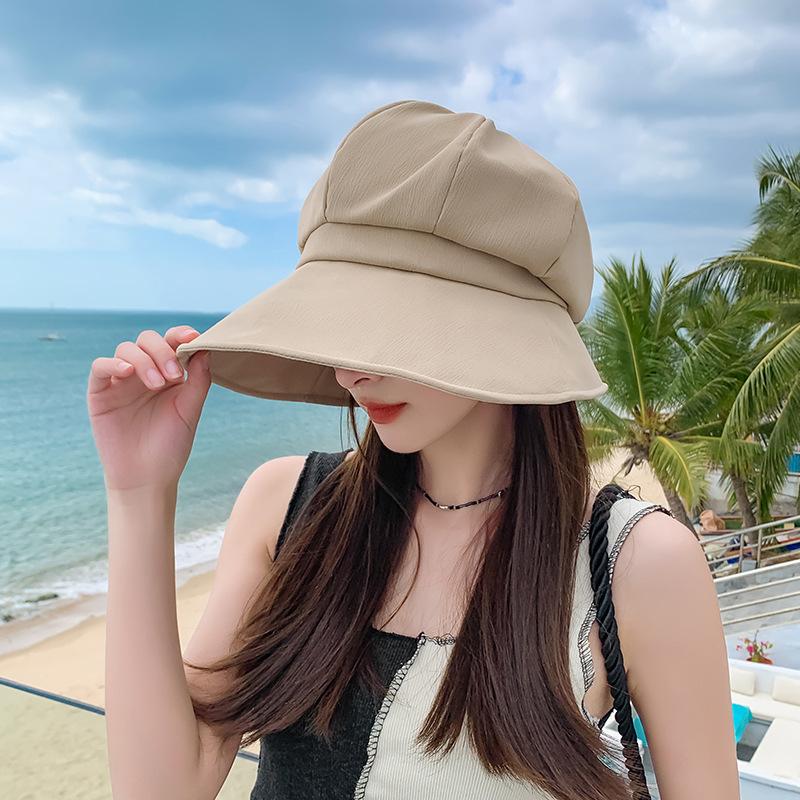 Stylish Breathable Unisex Wide Brim Sun Protection Bucket Hat Foldable Beret for Outdoor Beach Sun Hat