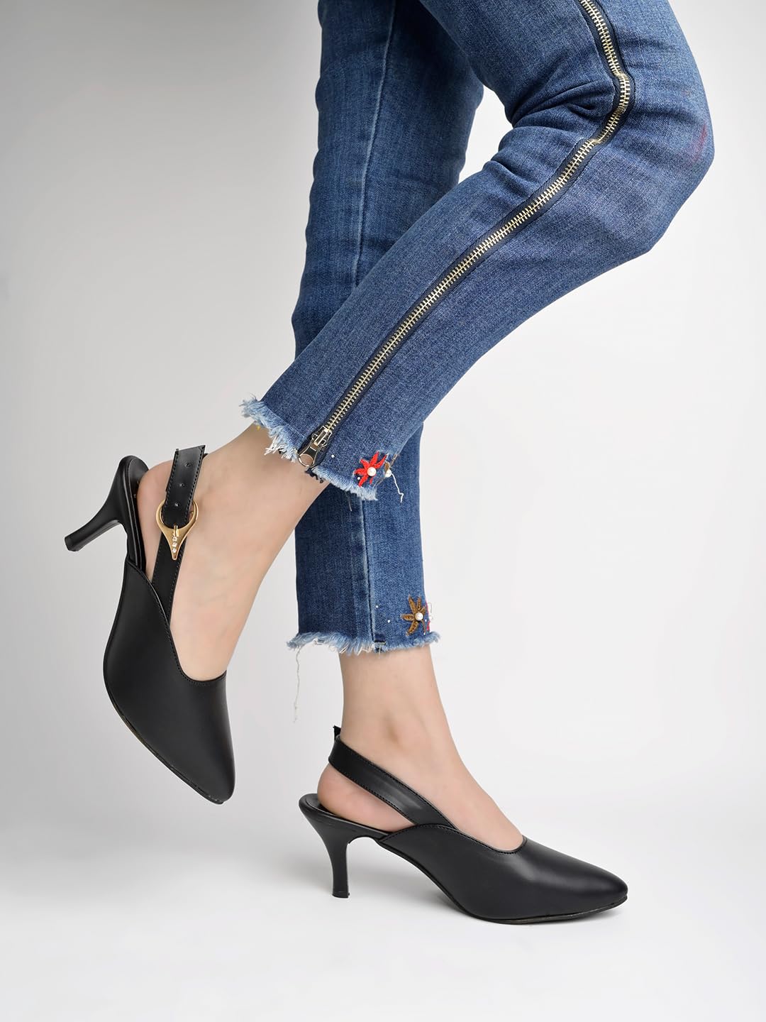 Shoetopia Side Buckle Detailed Black Pumps For Women & Girls /Uk5 5 UK чёрный
