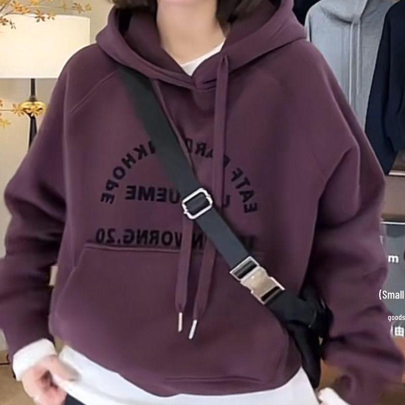 

Женская толстовка с капюшоном в стиле ретро на флисовой подкладке - Мода Осень/Зима 2025, Свободный крой XL