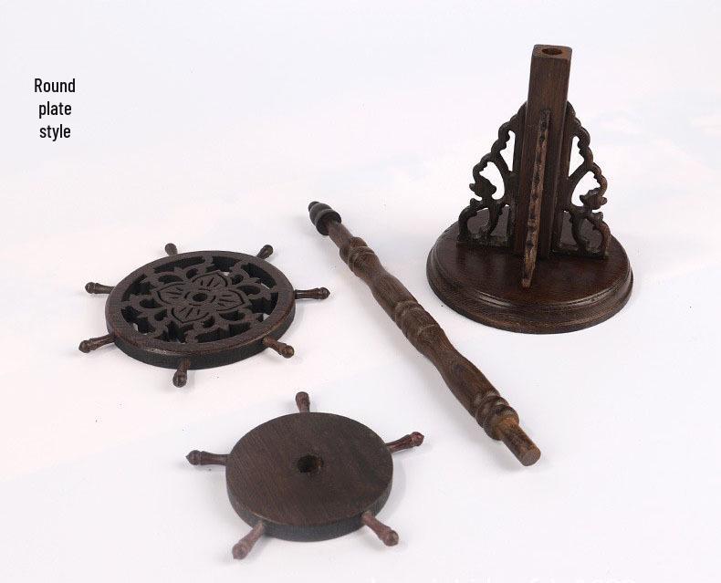 Rosewood Dragon & Phoenix Brush Holder: Round Plate Pen Hanger for Calligraphy Supplies