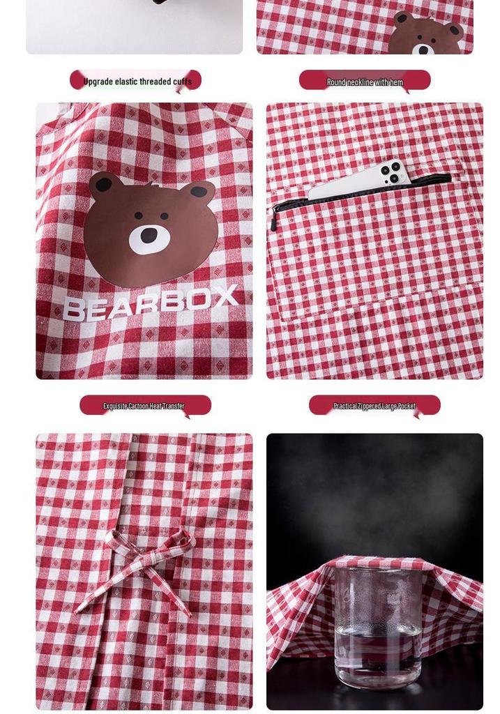 Breathable Cotton Coveralls: Long-Sleeved, Stain-Resistant Apron for Women - Stylish for Kitchen and Factory Work
