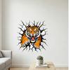 Removable Vinyl Wall Stickers 3D Tiger Stickers, Peel And Stick Roaring Decals, PVC Modern Decoration Ideas Art Mural Decor, Realistic Cracked Sticker
