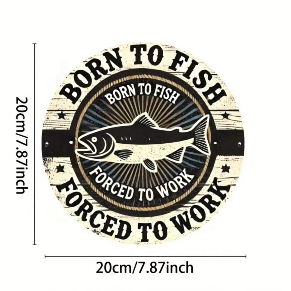 Fishing Slogan Metal Wall Art Retro Round Iron Tin Sign Vintage Home Decor