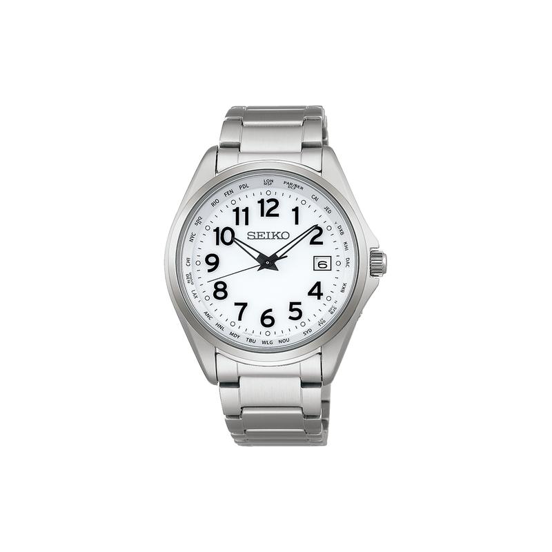SEIKO Antimagnetic 100m Waterproof Solar Quartz Titanium Strap Men s Watch White Dial SBTM327 синий