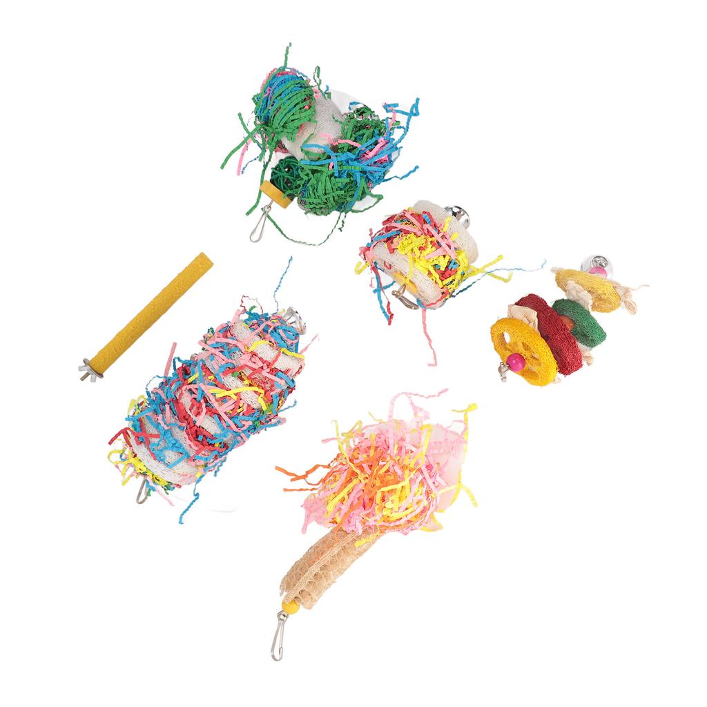 Bird Shredding Toy Colorful Boredom Relief Parrot Chewing Perch Toy Set for Cockatiels Lovebirds Parakeets