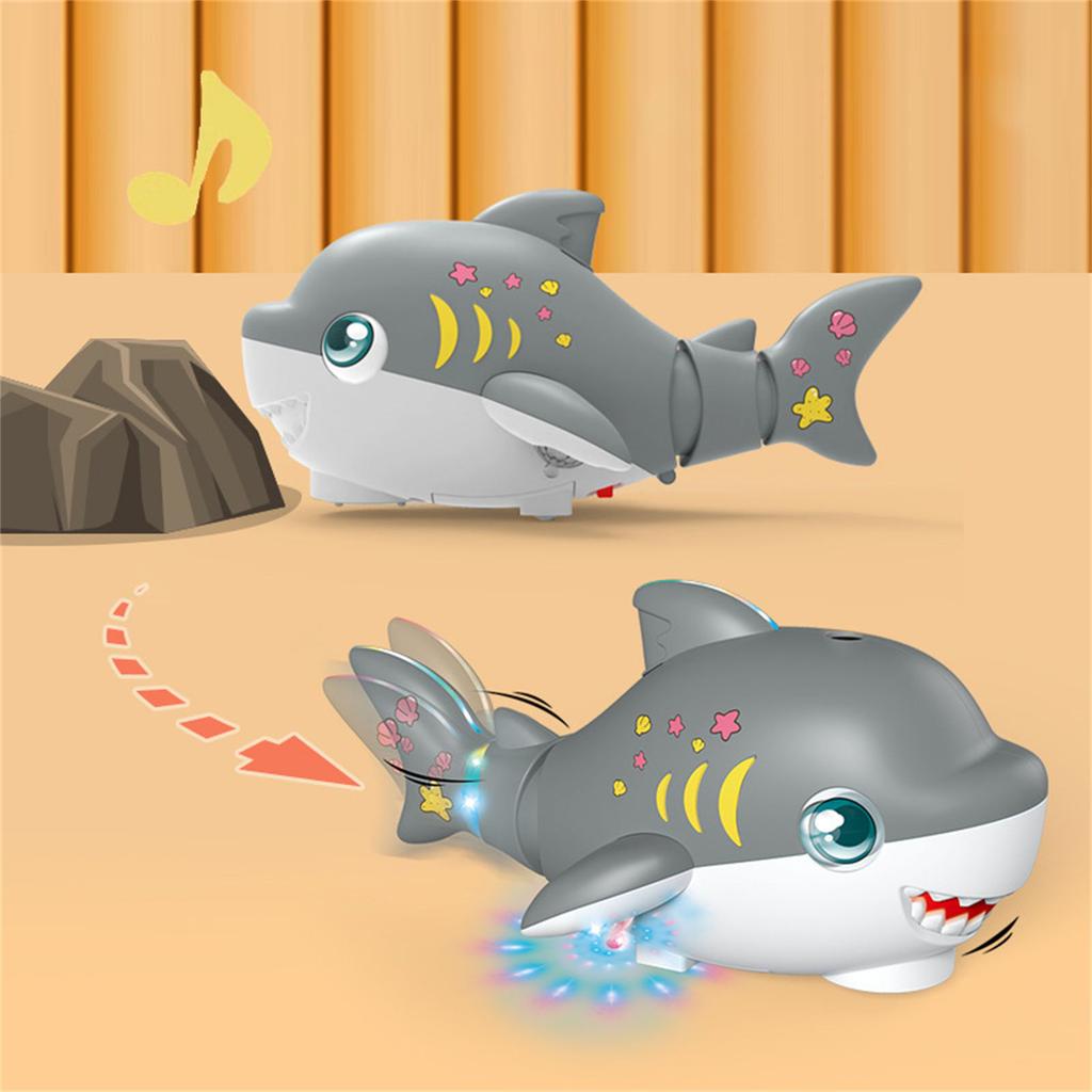 Fun Blowing Ball Swinging Shark Toy for Baby Sensory Development and Encouraging Crawling with Music Light Creative Gift