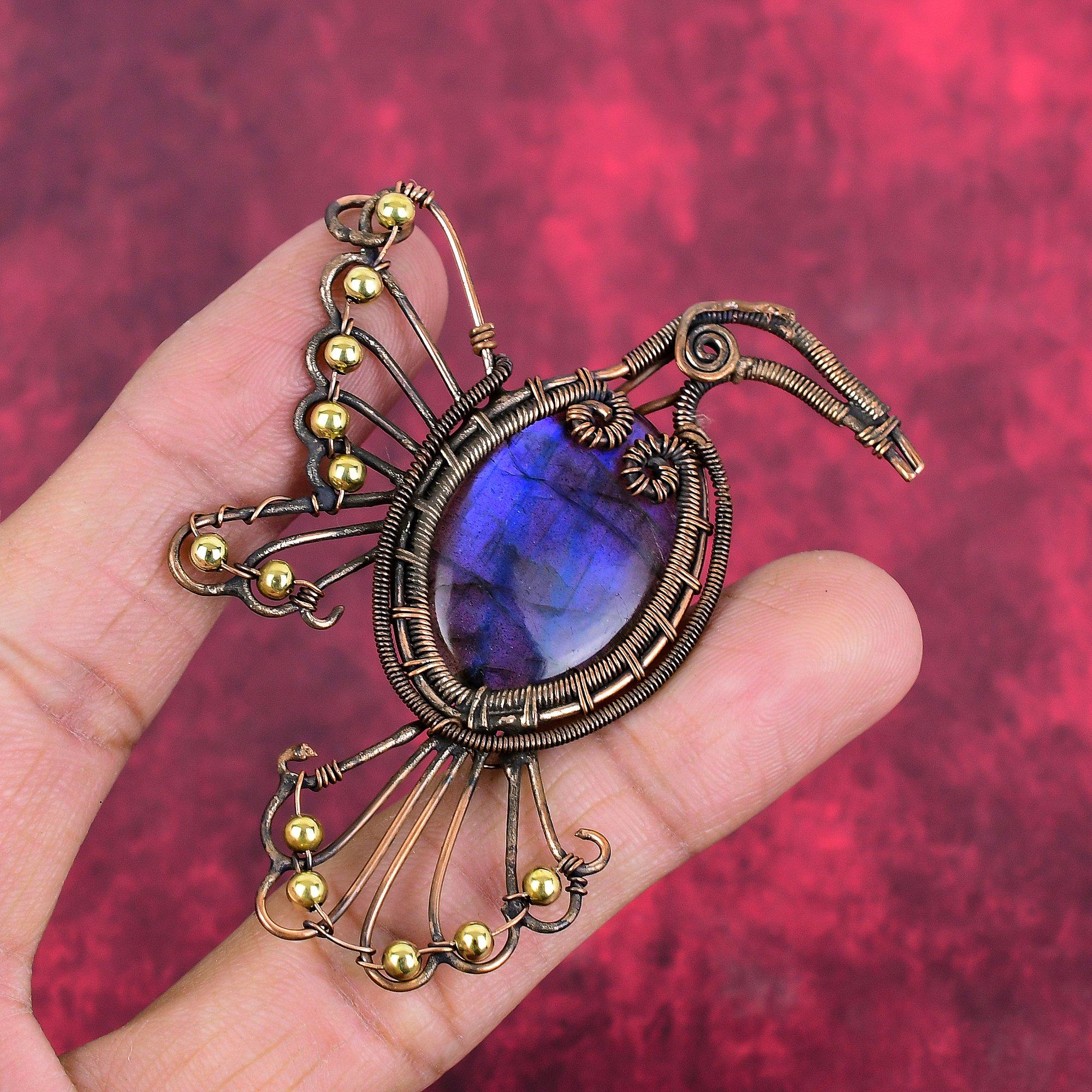 

Lbradorite pendant copper wire wrapped pendant handmade jewelry bird pendant copper wire jewelry gifts for him top quality gemstone pendant