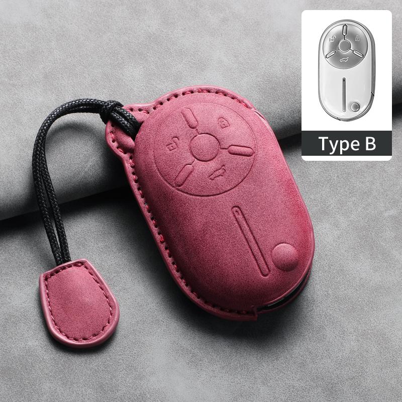

Leather Car Key Case Cover Shell For Bestune Pony New Energy Car Key Holder Protection Cover Case Keychain Accessories