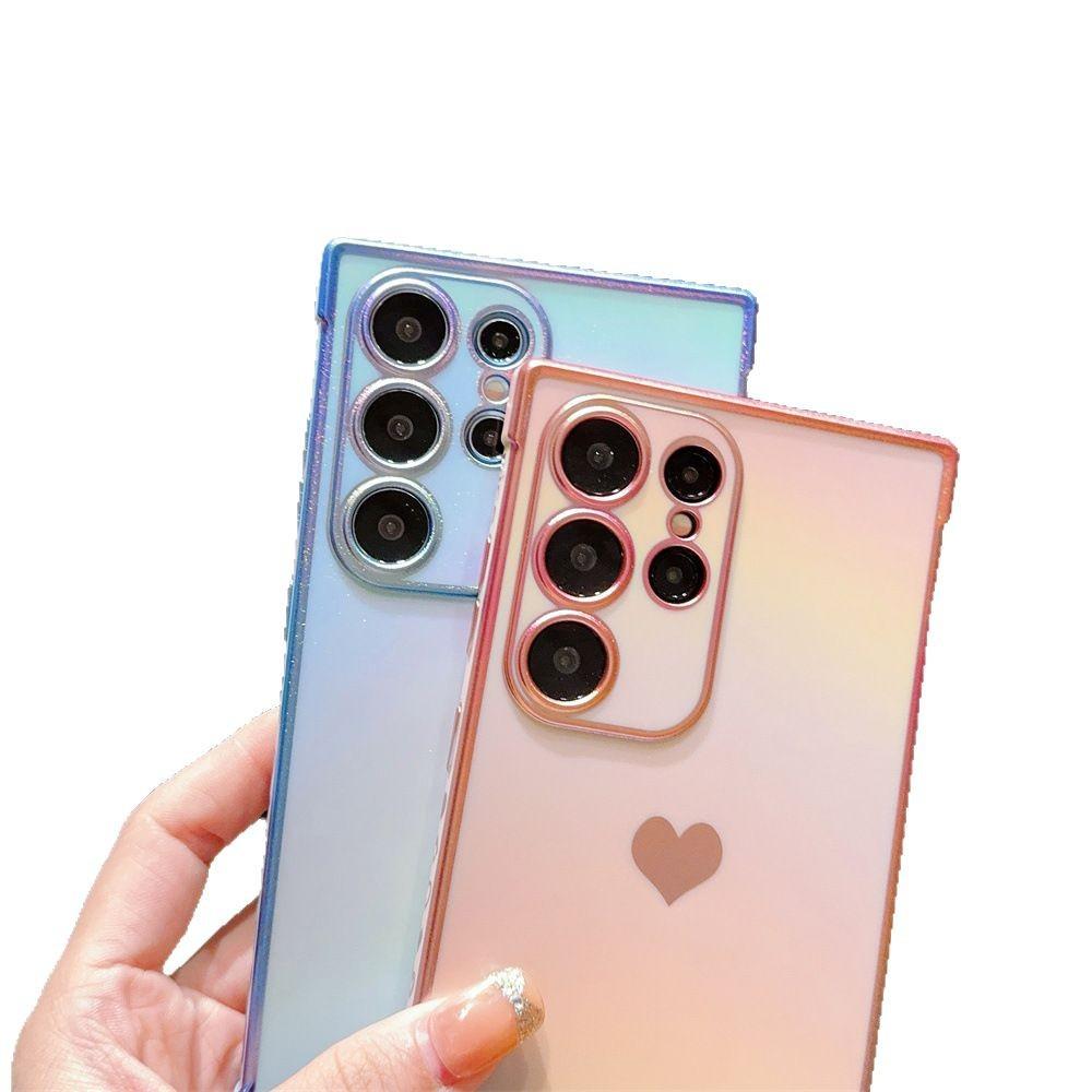 Electroplating Silk Pattern Love Suitable for Samsung S25 Ultra Apple IPhone 16 Gradient Phone Case Protection Case