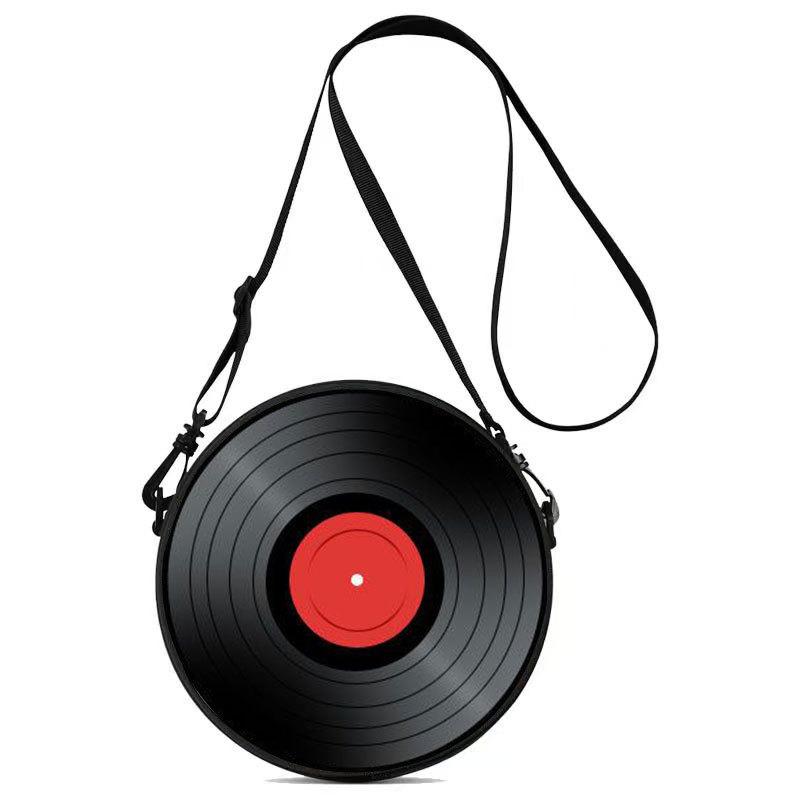 Women'S Personalized Vinyl Record Small Round Bag Can Be Carried And Carried Polyester Multi-Functional Cosmetic Bag Storage Bag