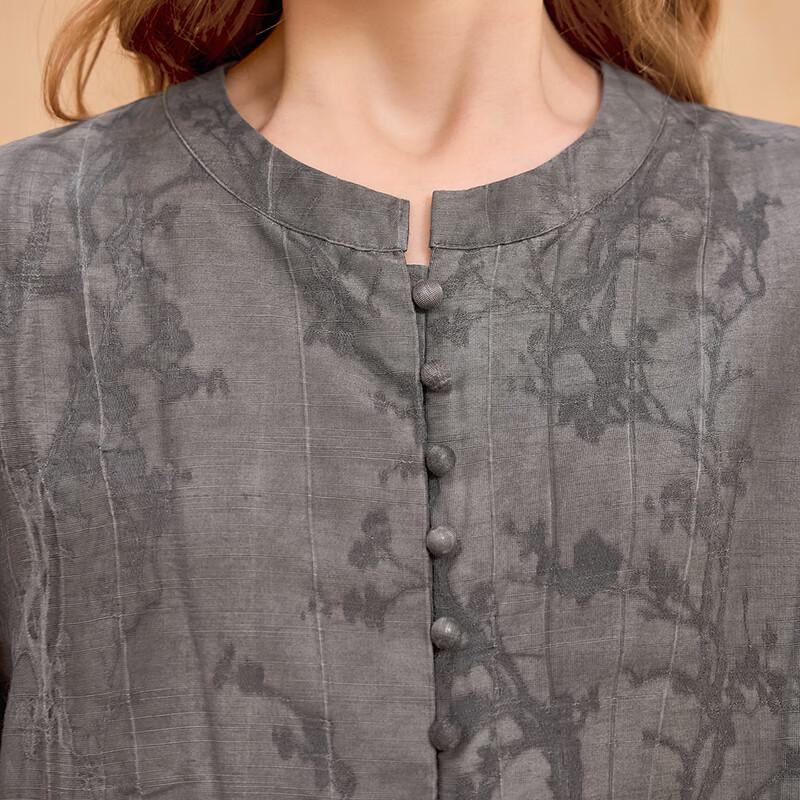 Tachic Vintage Jacquard Round Neck Blouse