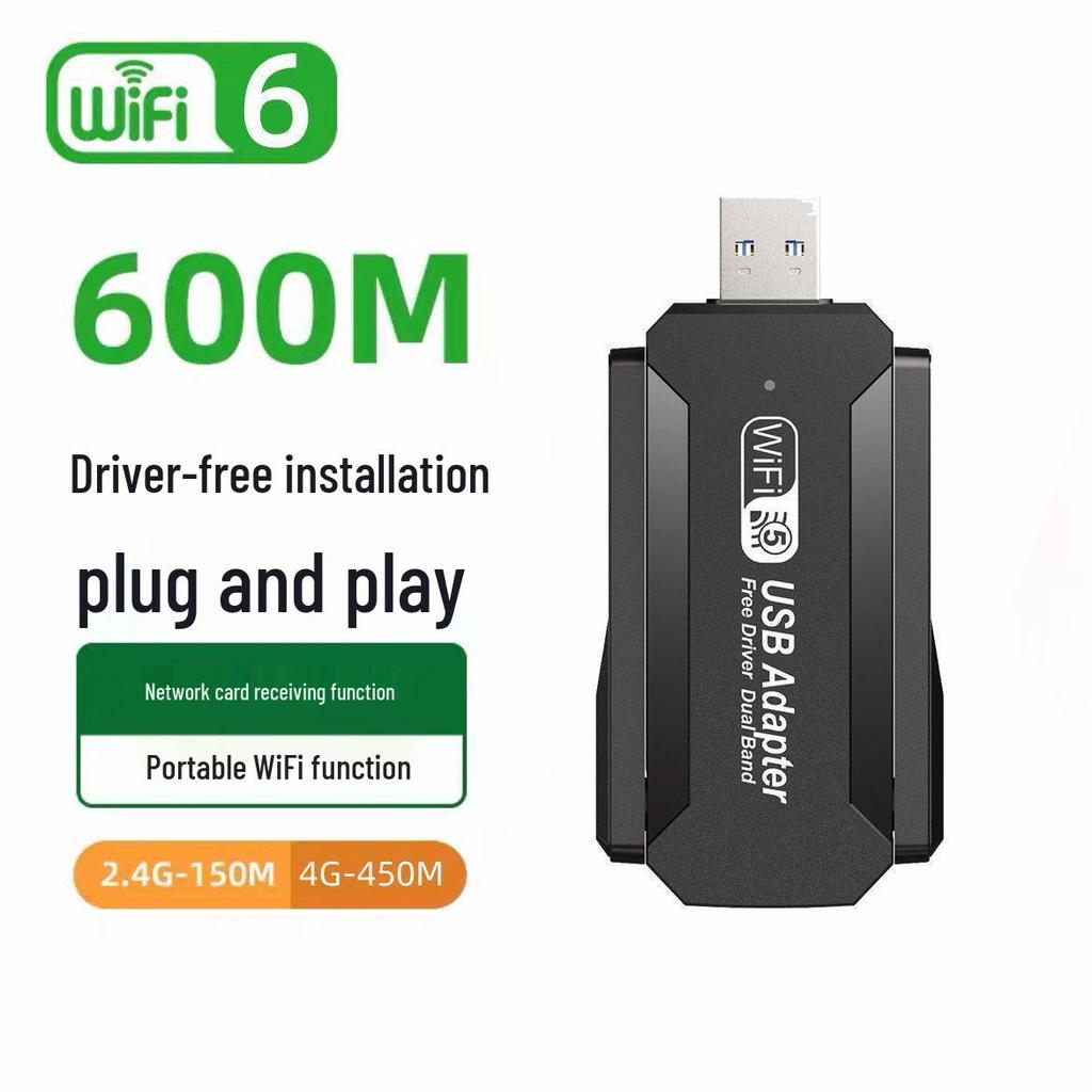 WiFi 6 Driver-Free Wireless USB Network Card for Desktop PCs