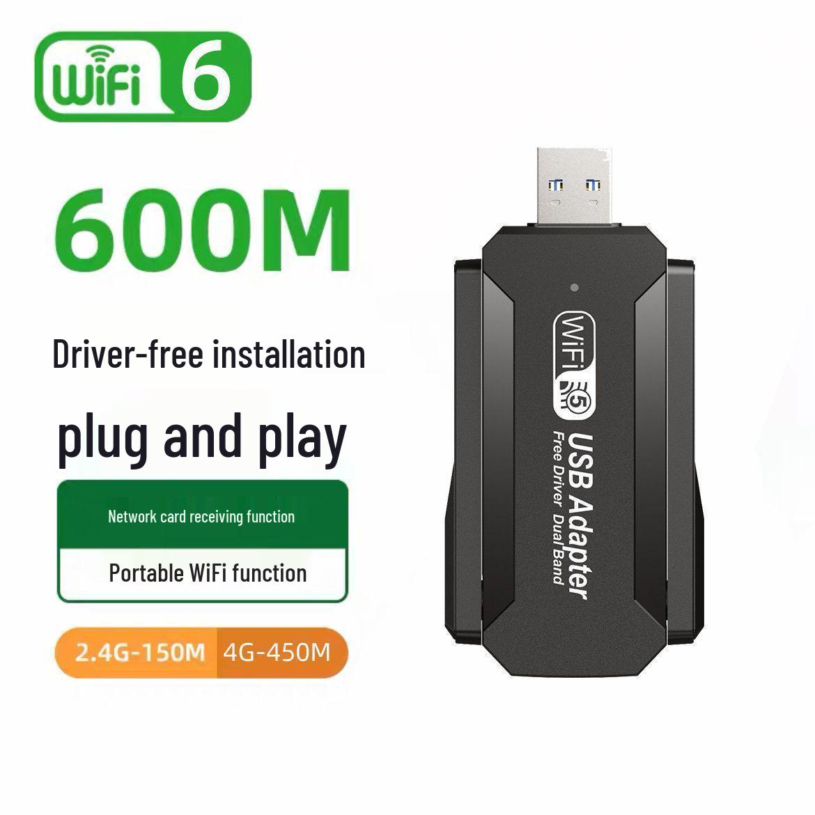 

WiFi 6 Wireless USB Network Card: Driver-Free Gigabit Receiver for Desktop