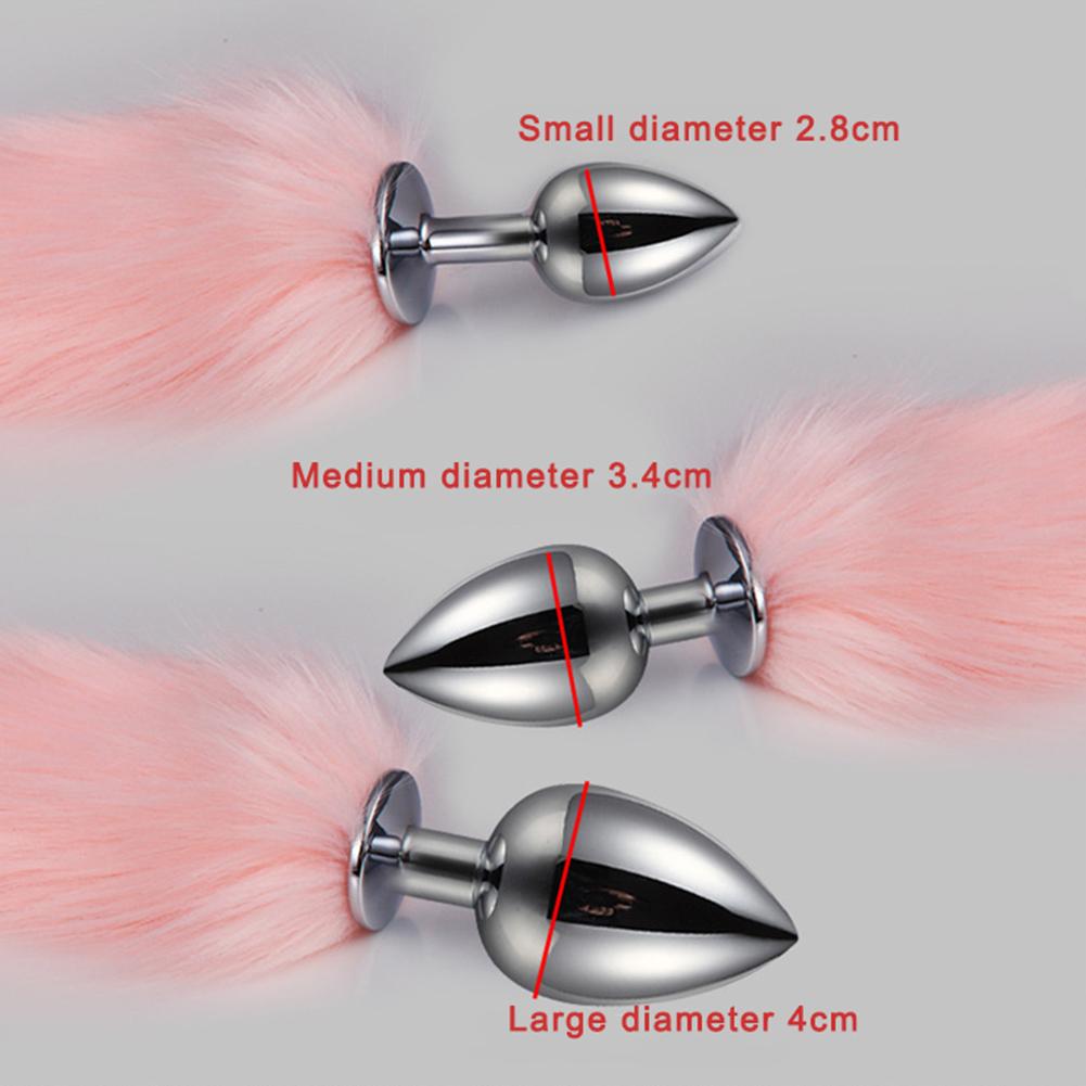 Cute Soft Cat Ears Headbands with 40cm Fox Tail Bow Metal Butt Anal Plug Erotic Cosplay Accessories Adult Sex Toys for Couples