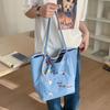 Cute Cherry Puppy Embroidered Tote Bag Large Capacity Casual Shoulder Handbag for Women KTB