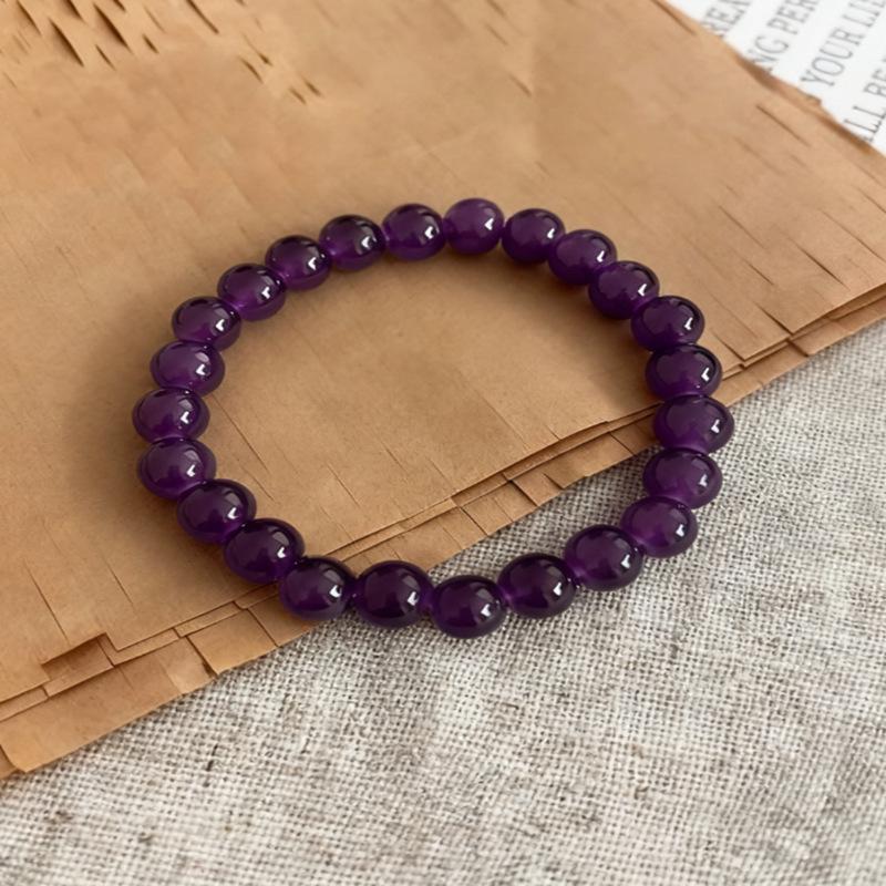 

Imitation Jade Crystal Glass Beaded Bracelet - Solid Color, Handmade