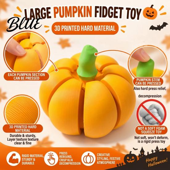 3D Printed Pumpkin Decor Fidget Clicker, Stress Relief Clicky Toy, Clicker Toy Mini Finger Halloween Thanksgiving Harvest Holiday Gift Decoration