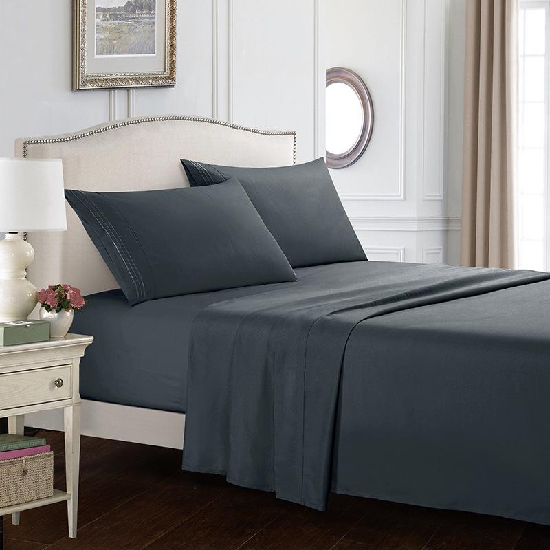 Weiou Embroidered Solid Color Four-Piece Bedding Set
